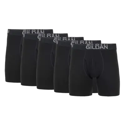 Gildan Men's Underwear Cotton Stretch Boxer Briefs Multipack Black Soot 5-Pack Medium