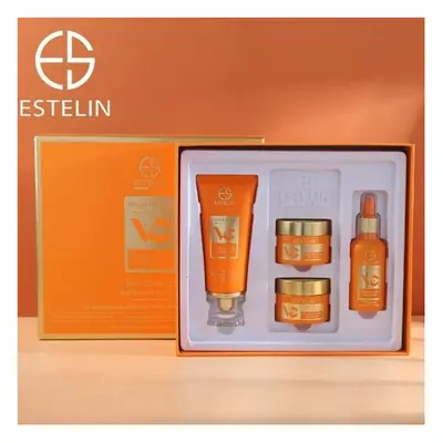 Estelin Vitamin C Plus Hyaluronic, Niacinamide Serum, Day & Night Cream, Cleanser Pcs Set