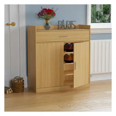 (Oak) Dalby Door Drawer Shoe Cabinet Hallway Storage