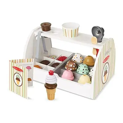 Melissa & Doug Wooden Ice Cream Set, Ice Cream Toy for Girls and Boys Age 3+, Toy Shop & Wooden 