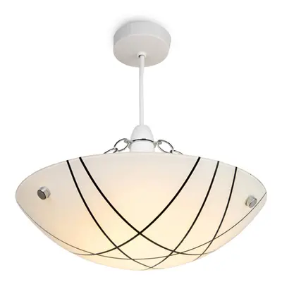 Crosbie Glass Ceiling Uplighter Pendant Shade - White/Black/Chrome