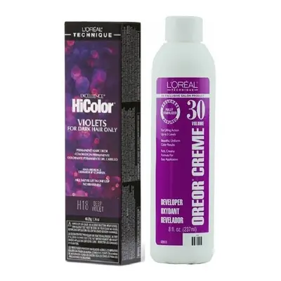 (H18+Dev(Vol.30)8oz) H18 Deep Violet L'Oreal Excellence HiColor For Dark Hair Only