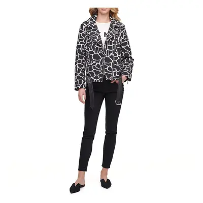 DKNY Women's Animal Print Moto Jacket BK FR VN C