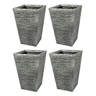 4 Tall Grey Brick Effect Planter Plastic Flared Pot Garden Patio 45cm