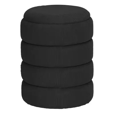 (Round Black) Soft Velvet Ottoman Storage Pouffe Footstool Dressing Vanity Chair