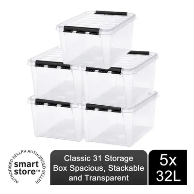 SmartStore Classic Transparent Storage Box 32L, 5pk