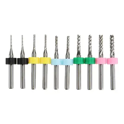 10Pcs 1.0-3.0mm End Mill Engraving Milling Cutter with Stop Ring Carbide Bits PCB Drill Bit Set