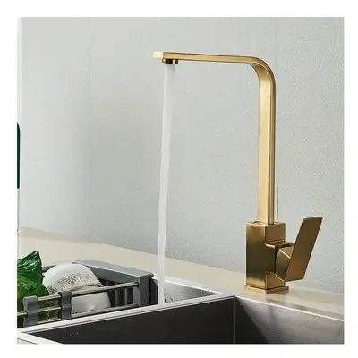 (Brushed gold) Square Kitchen Faucet Matte black Polished Chorme Hot and Cold Kitchen Sink Tap D