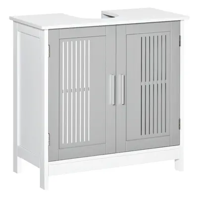 kleankin Bathroom Pedestal Under Sink Cabinet w/ Storage Shelf, Grey