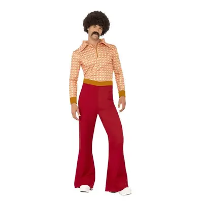 Smiffy's Adult Men's Authentic 70's Guy Costume, Top And High-waisted Trousers, - 70s costume fa