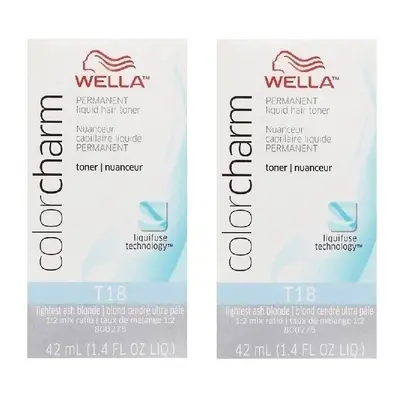 (T18 + T18) Wella Color Charm Cooling Violet Permanent Liquid Hair Toner