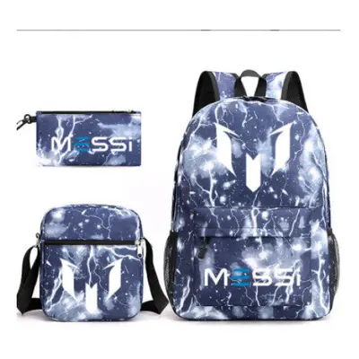 (15) 3pcs Football Messi Backpack 3D Printe Teens Shoulder Bags