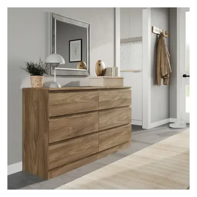 (Oak Carcass + Oak Drawers) 120cm Modern Wooden Chest of Drawers Bedroom Furniture Storage Bedsi