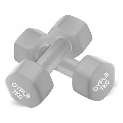 Oypla Pair of 7kg Hex Anti Roll Neoprene Non Slip Hand Dumbbells Workout Weights