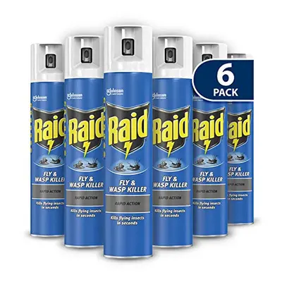 Raid Rapid Action Fly & Wasp Killer, Fly Killer Spray For Indoor Use, Pack of (6 x 300ml)