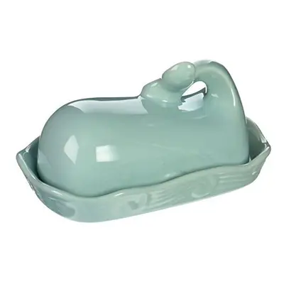 Creative Co-op DA4866 Aqua Whale Shaped Butter Dish with Lid