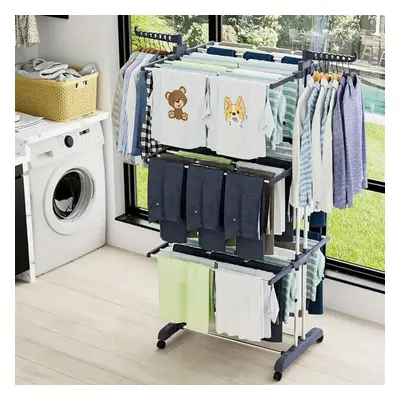 (White) Neo Tier Folding Clothes Horse Drying Rack