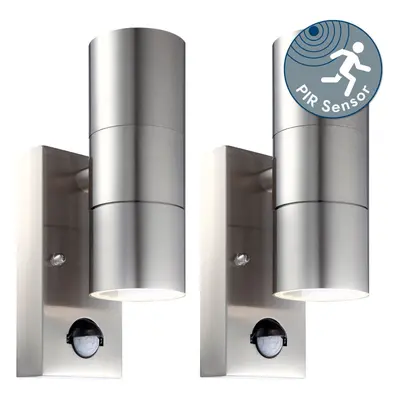 Set of Blaze - Stainless Steel Outdoor Up Down Motion Sensor Wall Lights