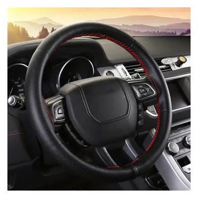 Black Red Line Car With Hand Sewing Steering Wheel Set Car Steering Wheel Covers