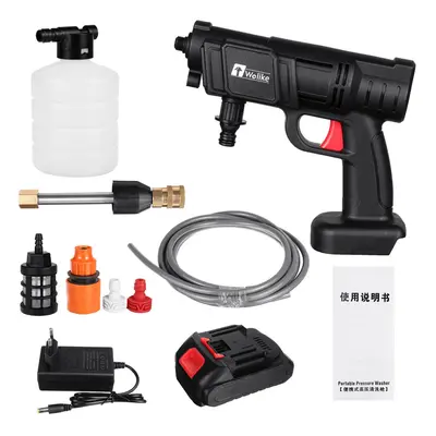 (EU Plug, One Battery) 2000W 90Bar 22000mAh Cordless High Pressure Car Washer Spray Water Pump P