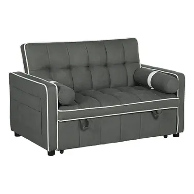 HOMCOM Seater Pull Out Sofa Bed with Adjustable Backrest, Charcoal Grey