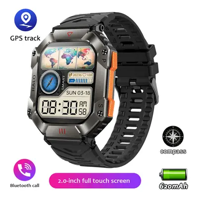 (black) Military Outdoor Smart Watch 2.0 inch mAh Large Battery Watch GPS Motion Track Compass B