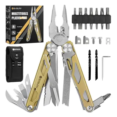 BIBURY Multitools, Multi Tool Foldable Pliers with Upgraded Scissors and Screwdriver Set, Stainl