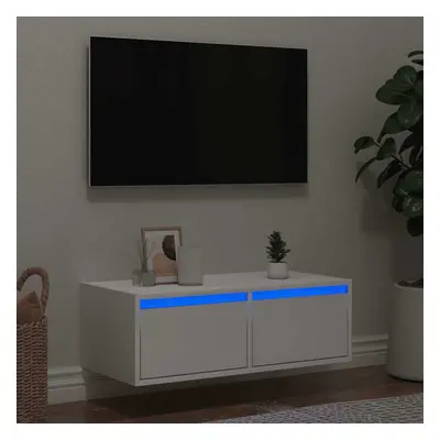 vidaXL TV Cabinet with LED Lights White 75x35.5x25 cm