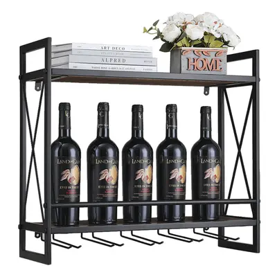 Industrial Wall Mounted Floating Hanging Wine Glass Rack