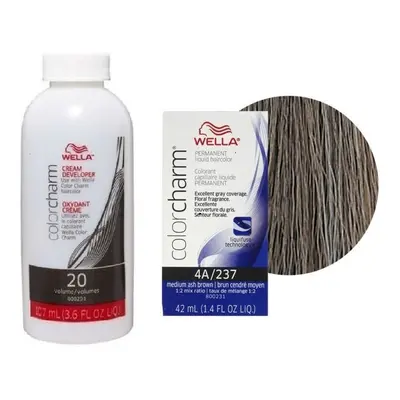 (4A+Dev (Vol.20) 3.6oz) Wella 12A Frosty Ash Color Charm Permanent Liquid Haircolor & Developer 