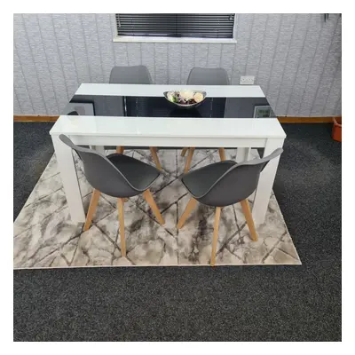 White Black Kitchen Dining Table and Grey Tulip Chairs