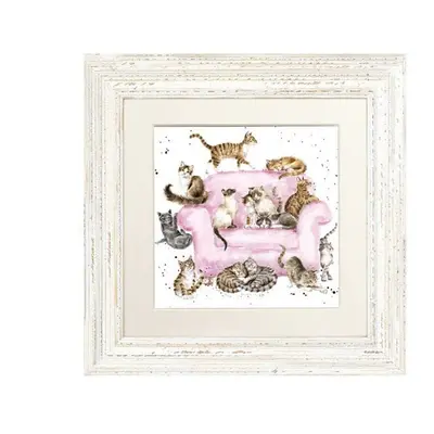 Wrendale Designs Cat Framed Picture in Frame "Cattitudue" (White)