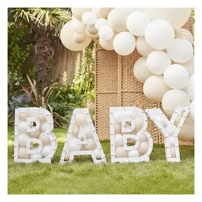 Hello Baby Shower Balloon Mosaic Sign Party Decoration Stand Letters, White