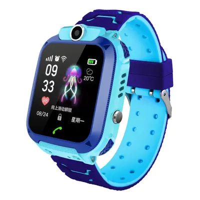 (Blue) 1.44' HD Voice GSM LBS Location One-key SOS Super Long Standby Alarm Weather Kids Watch S