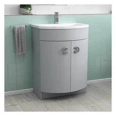 Nes Home Freestanding Modern 600mm Matte Grey Basin Vanity Unit