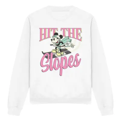 (M, White) Disney Unisex Adult Hit The Slopes Mickey Mouse Sweatshirt