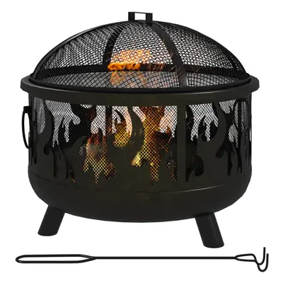 Outsunny 61.5cm 2-In-1 Outdoor Fire Pit & Firewood BBQ Garden Cooker Heater