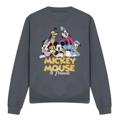 (M, Charcoal) Disney Unisex Adult Mickey Mouse Friends Sweatshirt