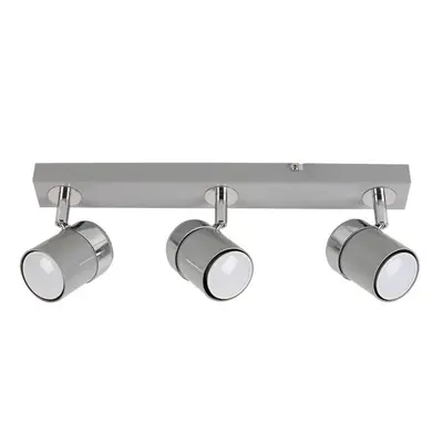 Modern Way Adjustable Gloss Grey & Silver Chrome Straight Bar Ceiling Spotlight Fitting - Comple