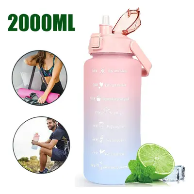 2L Sports Water Bottle Gym Travel Drinking Leakproof Bottle With Straw