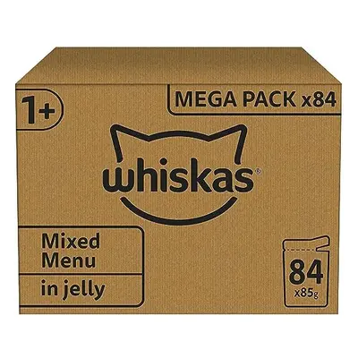 Whiskas 1+ Adult Mixed Selection in Jelly Pouches, Adult Wet Cat Food, Megapack (84 x g)