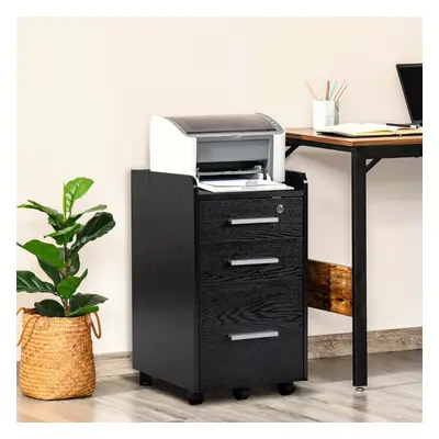 HOMCOM Drawer Mobile Filing Cabinet Lockable Filing Cabinet, Black