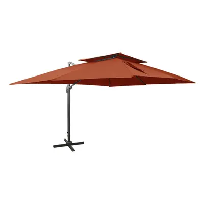 (terracotta, x cm) vidaXL Cantilever Umbrella with Double Top Garden Sunshade Outdoor Parasol