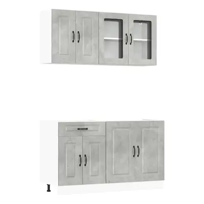 (concrete grey) vidaXL Piece Kitchen Cabinet Set Kalmar Black Engineered Wood