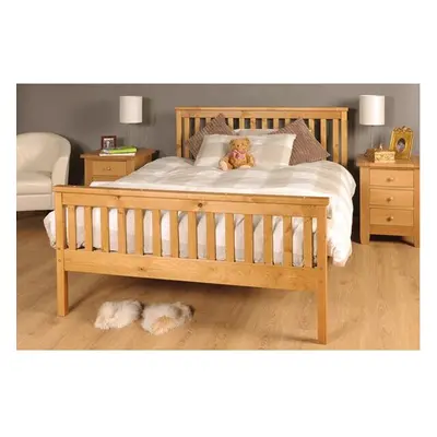 (5ft Kingsize, Caramel) Talsi Wooden Bed Frame with Leila Mattress