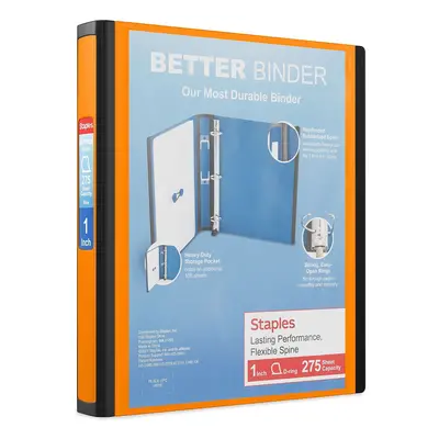 STAPLES Better 1-Inch D 3-Ring View Binder Orange (13465-CC)