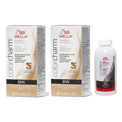 (8NN+8NN+Developer (Vol. 20) 3.6oz) Wella Color Charm Permanent Liquid Haircolor