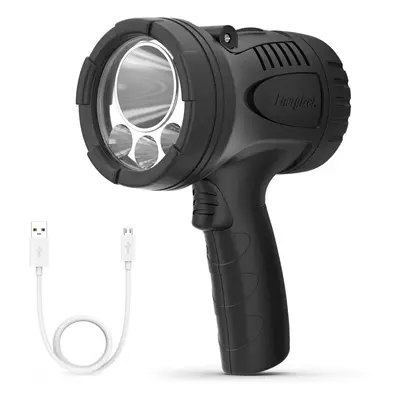 Rechargeable Torch, LED Super Bright Spotlight, Water and Impact Resistant for Work, up to Lumen