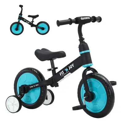 (Blue-Black) UBRAVOO Fit 'n Joy Beginner Toddler Training Bicycle, 4-in-1 Kids Balance Bike, Tri