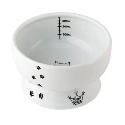 Necoichi Raised Cat Water Bowl Elevated with Measurement Lines Dish